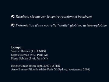 une nouvelle "vieille" globine : la Neuroglobine - LCP