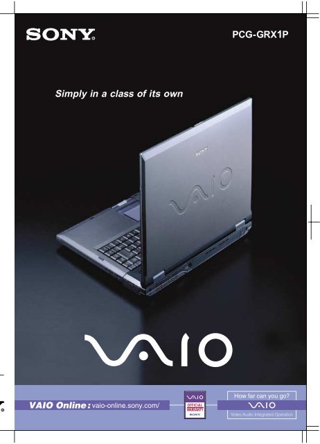 VAIO PCG-GRX1P - Sony Style