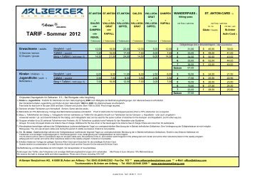 TARIF - Sommer 2012