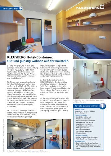 KLEUSBERG Hotel-Container: Gut und günstig wohnen auf der ...