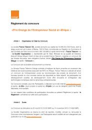 REGLEMENT DU CONCOURS «Prix Orange de l'Entrepreneur ...