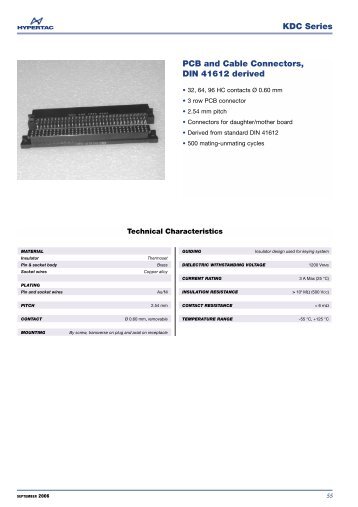 KDC Series PCB and Cable Connectors, DIN 41612 ... - Hypertac