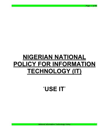 nigerian national policy for information technology - Friends and ...