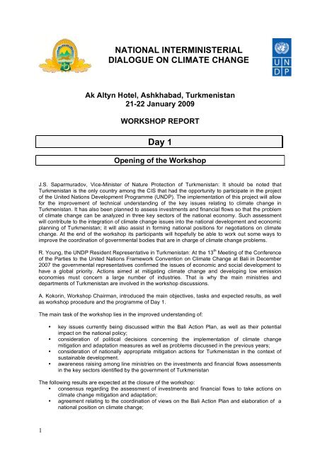 national interministerial dialogue on climate change - UNDPCC.org