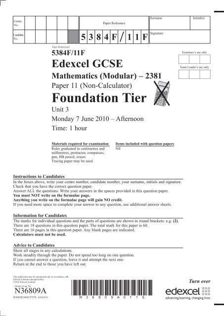 Na Gcse Maths 2381 11f June 10 Indd