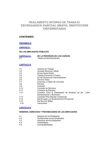 Reglamento Interno de Trabajo - Instituto Tecnológico Pascual Bravo