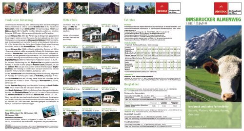Folder Innsbrucker Almenweg - Mutters bei Innsbruck & Natters