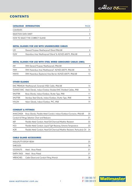 Alco Cable Gland Chart