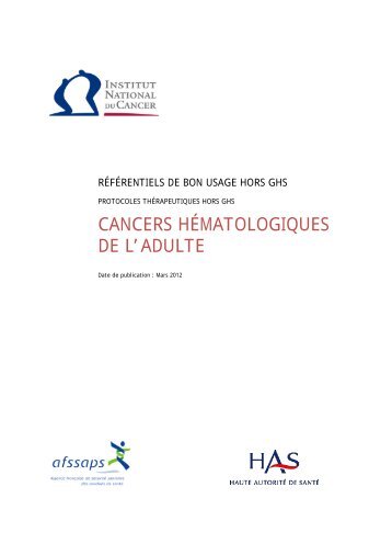 cancers hÃ©matologiques de l'adulte - Institut National Du Cancer