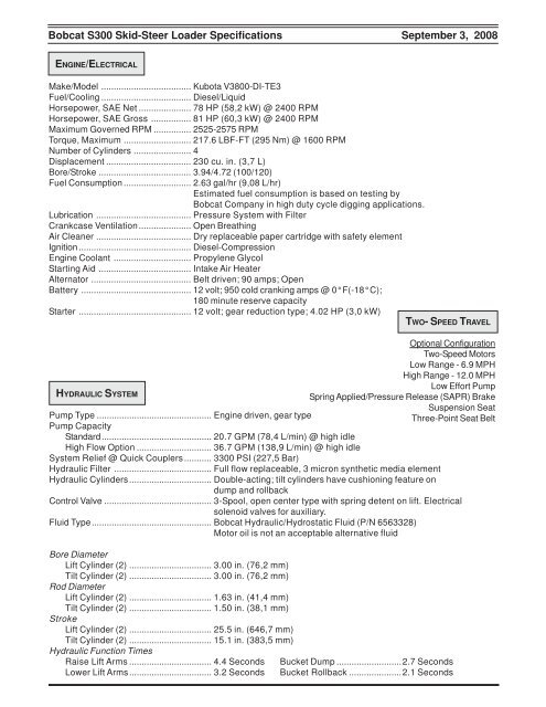 S300 SKID-STEER LOADER SPECIFICATIONS - Location Blais