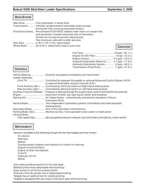 S300 SKID-STEER LOADER SPECIFICATIONS - Location Blais