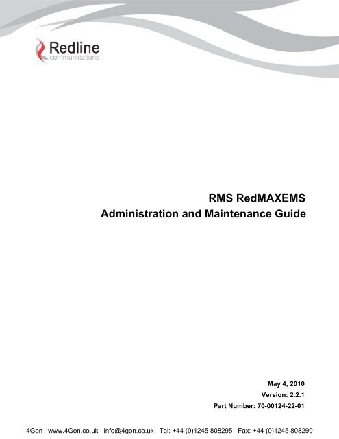 Redline RedMAX EMS Admin & Maintenance Guide - 4Gon