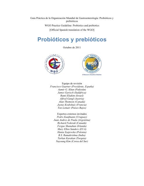 ProbiÃ³ticos y prebiÃ³ticos - World Gastroenterology Organisation