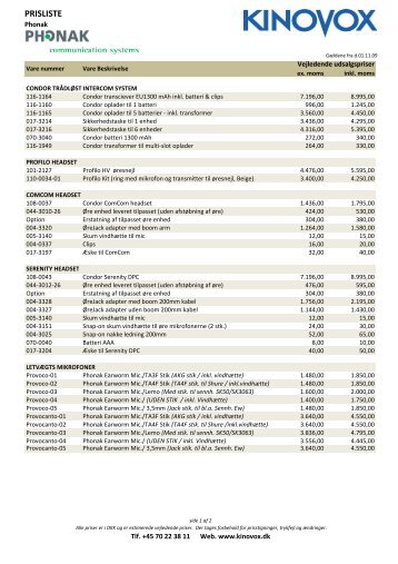 PRISLISTE - Kinovox