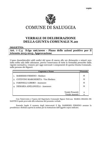 Art. 7 C.5 D.lgs 196/2000 - Comune di Saluggia