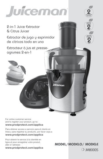 Model/Modelo/ Modele JM8000S 2-in-1 Juice Extractor & Citrus ...