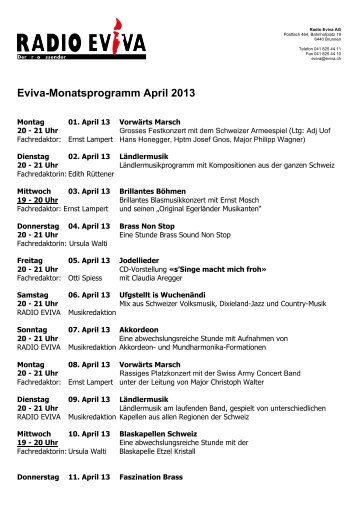 Monatsprogramm April (PDF) - Radio Eviva