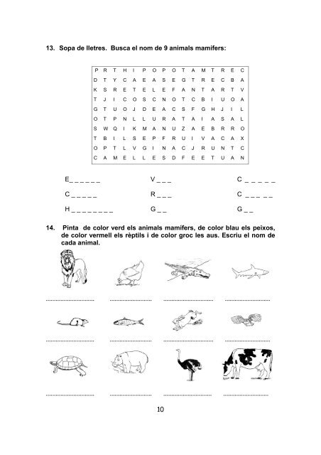 Unitat 9: Els animals - Xtec