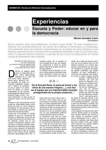 Experiencias - BARBECHO, Revista de Reflexión Socioeducativa