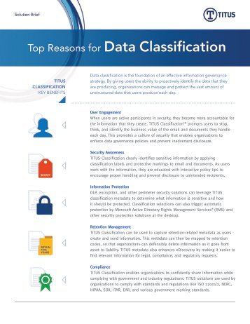 Top Reasons for Data Classification - TITUS