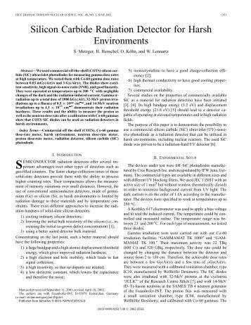 Silicon carbide radiation detector for harsh environments - Nuclear ...