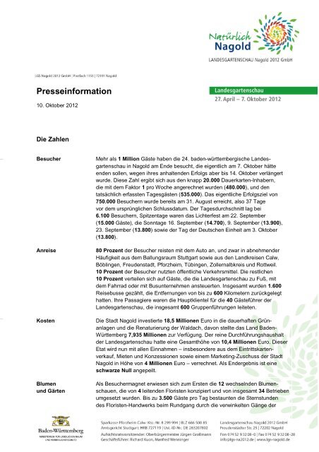 Presseinformation - Landesgartenschau Nagold 2012