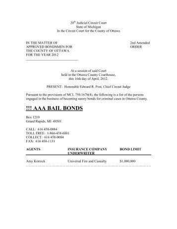 aaa bail bonds - Ottawa County