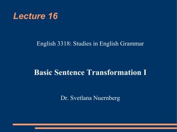 Basic sentence Transformation