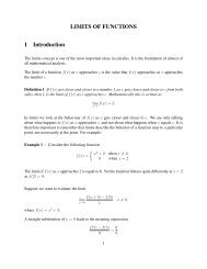 LIMITS OF FUNCTIONS 1 Introduction