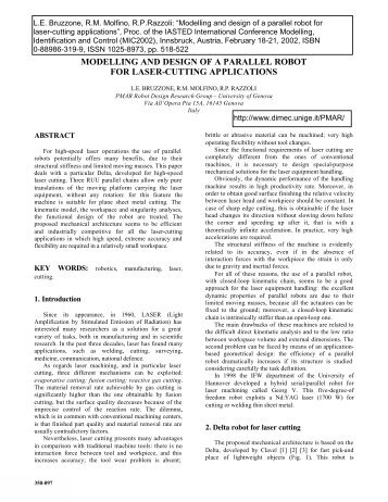 modelling and design of a parallel robot for laser-cutting