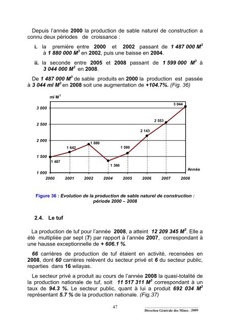 Bilan des ActivitÃ©s MiniÃ¨res, annÃ©e 2008 - MinistÃ¨re de l'Ã©nergie et ...