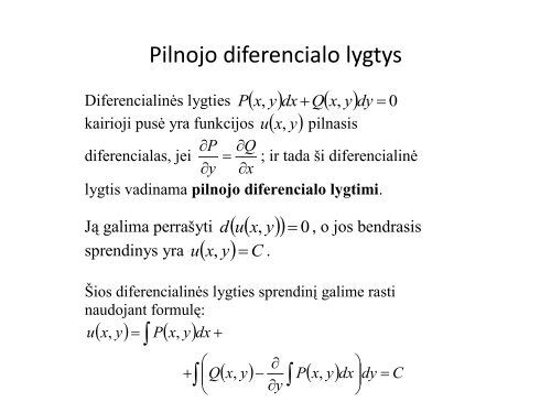 Pirmos eilės tiesinės ir Bernulio diferencialinės lygtys. Antros eilės ...