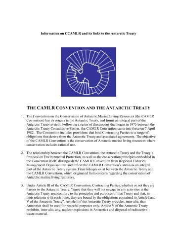 the camlr convention and the antarctic treaty - CCAMLR