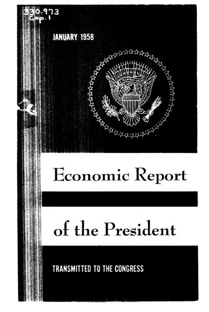 Economic Report of the President 1958