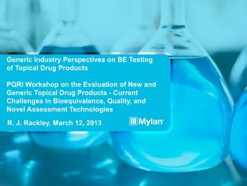 Generic Industry Perspectives on BE Testing of Topical Drug ... - PQRI