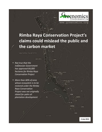 Rimba Raya Conservation Project's claims could mislead the public ...