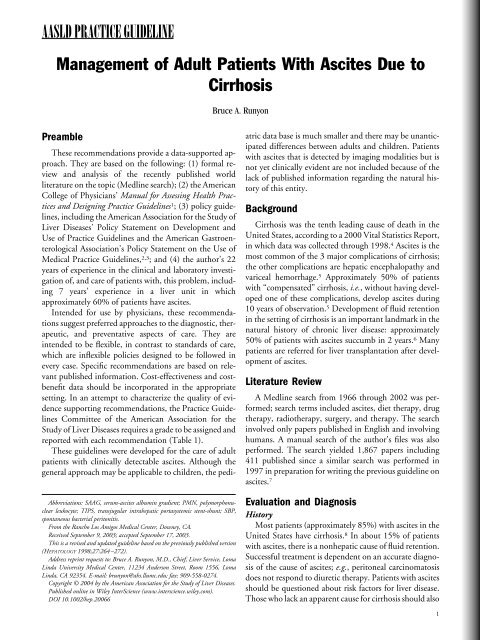 Management Of Adult Patients With Ascites Due To Cirrhosis sld