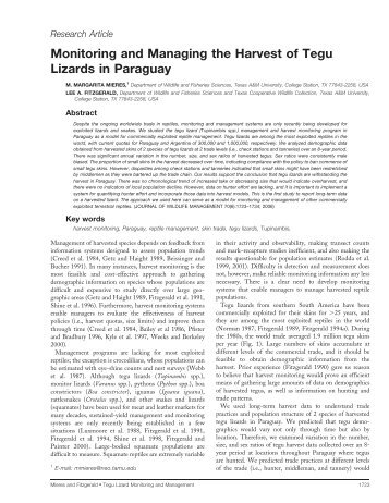 Monitoring and Managing the Harvest of Tegu Lizards in Paraguay