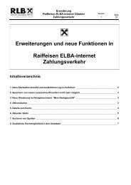 Erweiterungen und neue Funktionen in Raiffeisen ELBA-internet ...