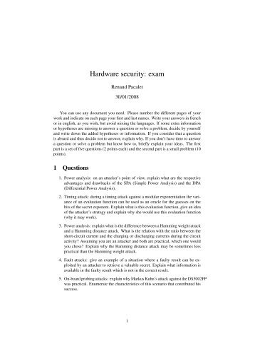 Hardware security: exam