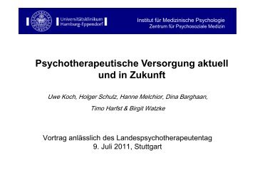 Prof. Dr. Dr. Uwe Koch: Psychotherapeutische Versorgung aktuell