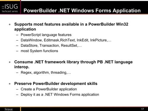 PowerBuilder 11 Preview Techcast Series - Sybase
