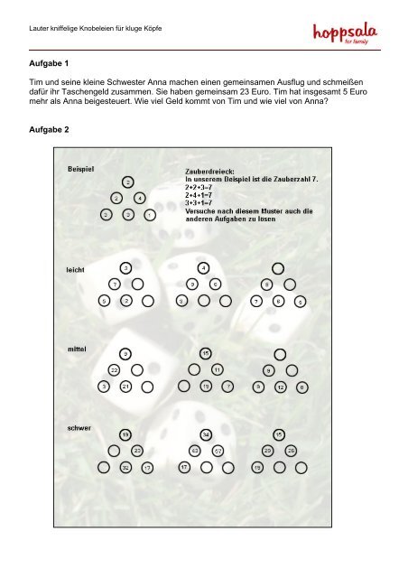 Bekommt Ihr Alle Aufgaben Als Pdf Zum Ausdrucken Hoppsala