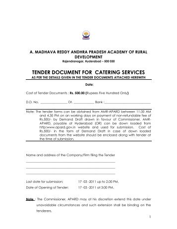 tender document for catering services - Andhra Pradesh Academy of ...