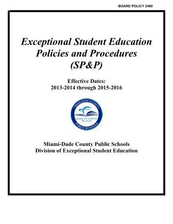 Exceptional Student Education Policies and Procedures (SP&P)