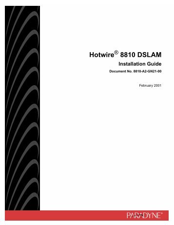 Hotwire 8810 DSLAM Installation Guide - Zhone Technologies