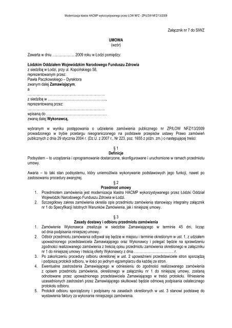 Załącznik nr 7 - wzór umowy.pdf - Łódzki Oddział Wojewódzki NFZ