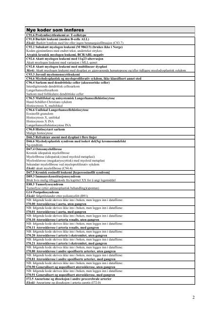 Endringsdokument for norsk utgave av ICD-10 2009-2010 - KITHs