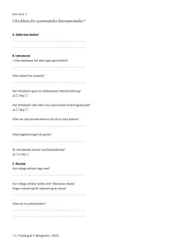 Checklista fÃ¶r systematiska litteraturstudier*