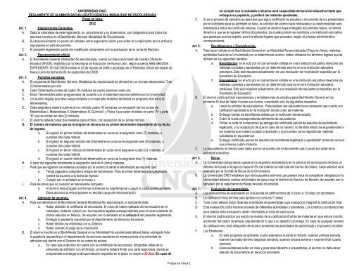 Prepa En Linea 1 Universidad Cnci Reglamento De